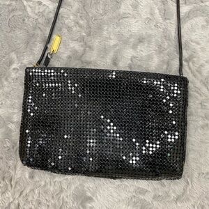 Carla Marchi Black Purse Mesh Metal Evening Vintage Crossbody Bag Metal Strap